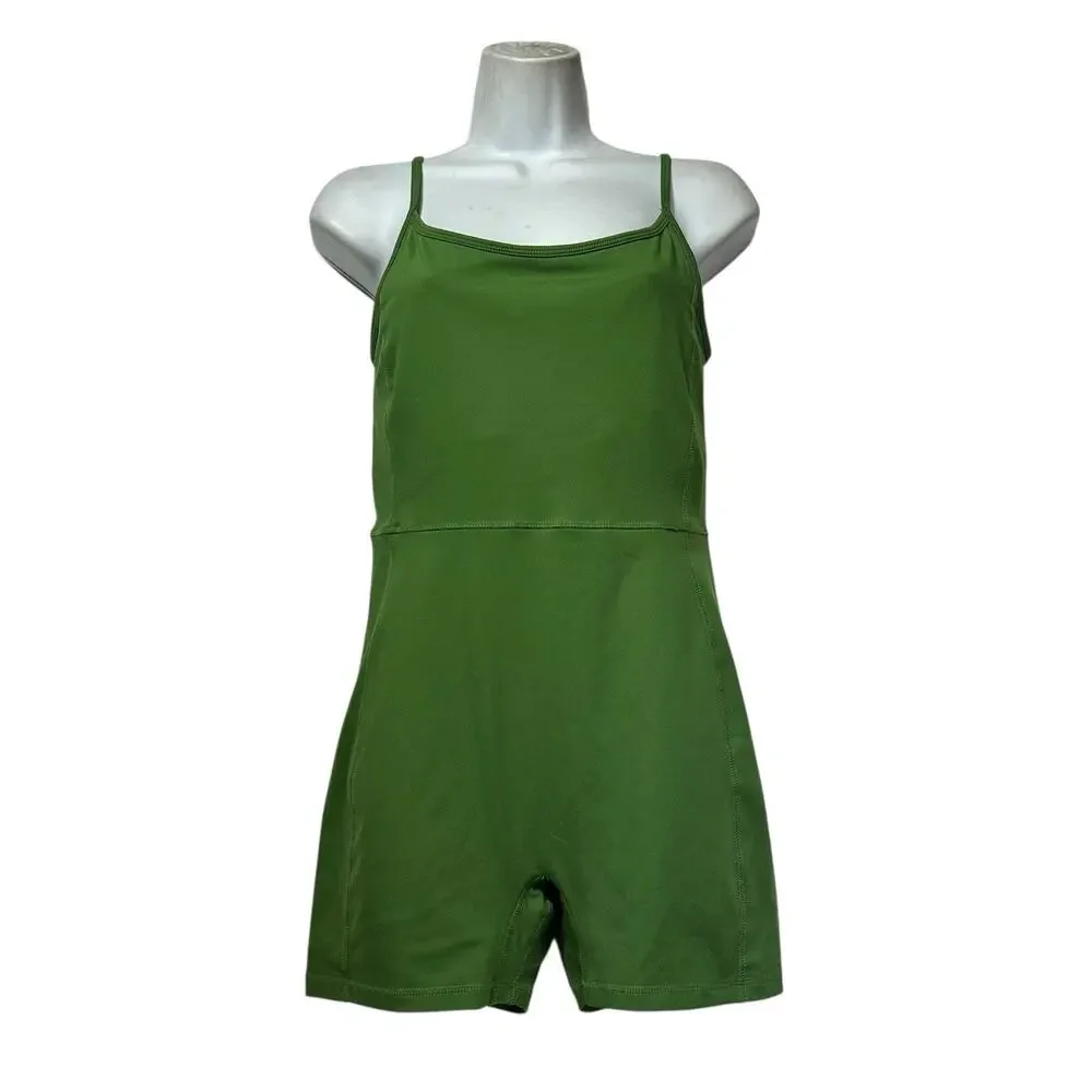 pac 1980 green one piece Sleeveless Workout Activewear Romper shorts Size M